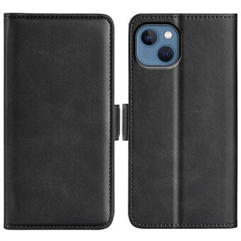För iPhone 14 Plus  dubbel magnetlås Texturerat läderfodral Stand Plånbok Dropsäkert telefonfodral