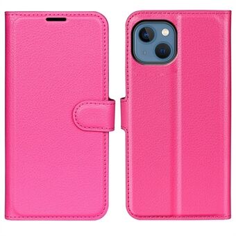 För iPhone 14 Plus 6,7 tum Litchi Texture PU Läder Kollisionssäker Stand Flip Cover Fullt skyddande plånboksfodral