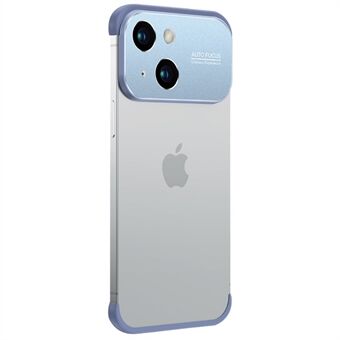 För iPhone 14 Plus Borderless TPU telefonfodral Aluminiumlegering linsram skyddsskydd
