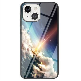 Starry Sky Pattern Design Telefonfodral för iPhone 14 Plus , Slagtålig TPU Bumper Härdat glas PC Baksida