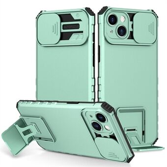 För iPhone 14 Plus  mobilskal Kickstand PC + TPU Hybrid Cover Skjutkamera Skydd Anti- Scratch telefonfodral