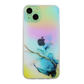 För iPhone 14 Plus Laser Embossing Phone Shell Marble Pattern TPU Light Slim Cell Phone Case