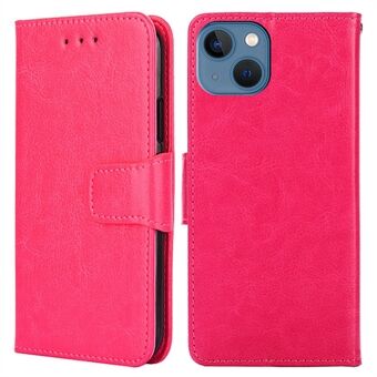 För iPhone 14 Plus Fullt skydd Texturerat PU-läderfodral Magnetlås Stand Plånbok Telefonskyddsskydd