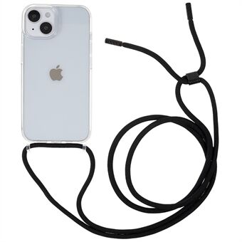 För iPhone 14 Plus TPU+Akryl Transparent telefonfodral Scratch anti-droppfodral med justerbar rem