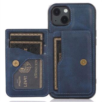 För iPhone 14 Plus -kortplatser Stativ PU-läder + TPU-telefonfodral Scratch repskydd med magnetiskt bilmonterat metallplåt