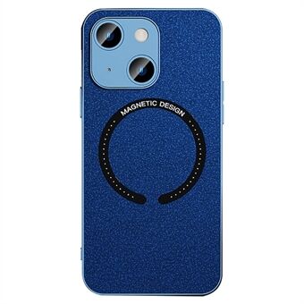 För iPhone 14 Plus kompatibel med MagSafe magnetiskt laddningsfodral PU-lädertextur Elektropläterat telefonfodral