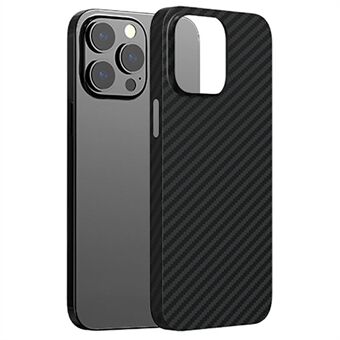 AZEADA Kevlar-seriens telefonfodral för iPhone 14 Plus, anti- Scratch kolfibertextur hårt PC-skyddande bakstycke