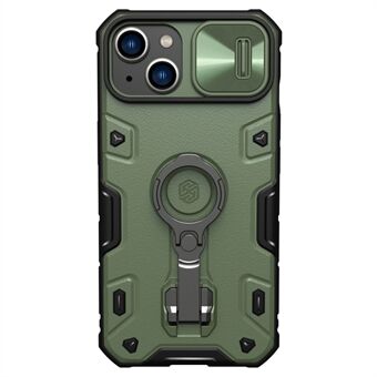 NILLKIN för iPhone 14 Plus CamShield Armor Pro magnetiskt telefonfodral Stötsäkert bakstycke Stativ med skjutbart kameraskydd