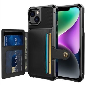 ZM03 telefonfodral Kickstand för iPhone 14 Plus, plånbokskorthållare Dropsäker telefonbaksida med magnetisk metallplåt