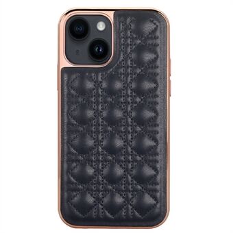 VIETAO Anti-Fall Telefonfodral för iPhone 14 Plus Skyddsfodral Galvanisering TPU+PU Läder Rotting Pläd Textur Stötsäkert skal
