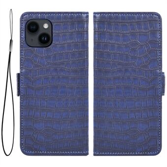 För iPhone 14 Plus Crocodile Texture Telefon Stötsäkert fodral Dubbla Stand PU-läder plånboksställsfodral