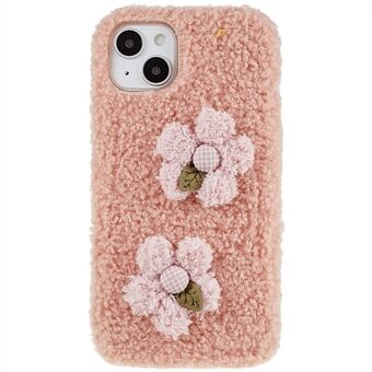 För iPhone 14 Plus söt blomdekor fluffigt mjukt TPU-telefonfodral Droppsäkert bakskal