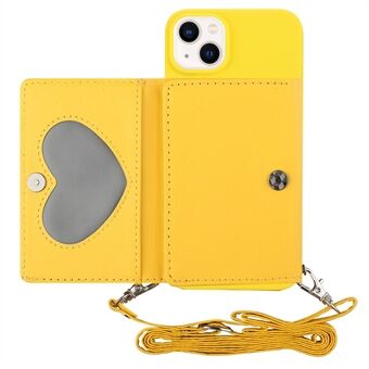 Plånboksfodral i PU-läder för iPhone 14 Plus, droppsäkert TPU-telefonfodral med axelrem