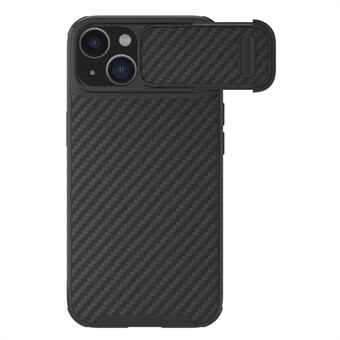 NILLKIN Carbon Fiber telefonfodral för iPhone 14 Plus, skjutkameraskydd Hybrid PC + TPU-fodral kompatibelt med MagSafe