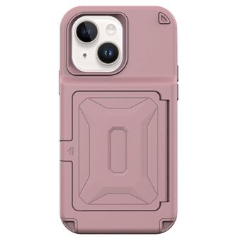 För iPhone 14 Plus Cardcase Series Kickstand PC + TPU förtjockat fodral Korthållare Telefonskydd med spegeldesign