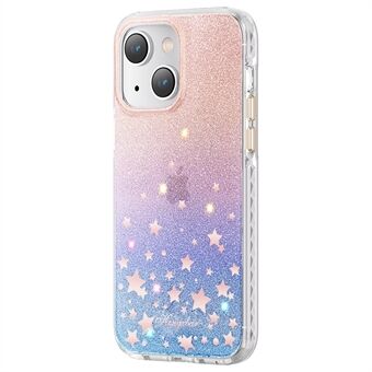KINGXBAR Sparkle Glitters telefonskal för iPhone 14 Plus Hård PC+PET IMD Anti-Yellow Telefonskal Rhinestone-dekorerat Stötsäkert fodral