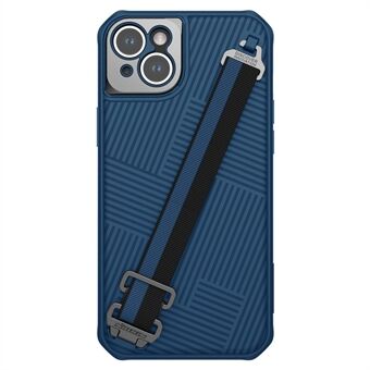NILLKIN TPU + PC Hybrid-fodral för iPhone 14 Plus, Stripe Design Anti- Scratch skyddande telefonfodral med avtagbar handrem