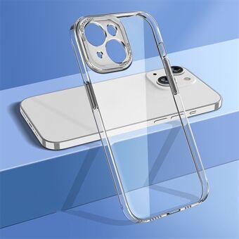 För iPhone 14 Plus Fallsäker hård PC Baksida Kamera Skyddsram Kristallklart telefonskal - Transparent / Silver Ram