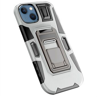För iPhone 14 Plus Fallsäkert mobiltelefonfodral Kickstand TPU + PC-skyddande telefonfodral Inbyggd magnetisk metallplåt