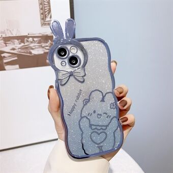 Rabbit Design TPU-fodral för iPhone 14 Plus Anti-Drop galvanisering Telefonskydd Gradient Glitter Skyddsfodral