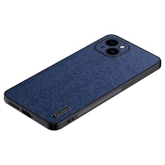 För iPhone 14 Plus Wood Grain Telefonskydd PU Läder+PC+TPU-fodral med heltäckande kameraskydd