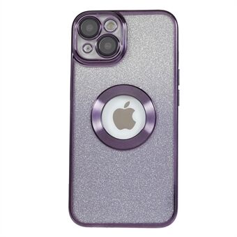 För iPhone 14 Plus Glitter Telefonfodral Galvanisering CD Vein Logo Hål Mjukt TPU-fodral med kameralinsskydd