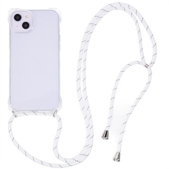 För iPhone 14 Plus genomskinlig akrylbaksida Mjukt TPU-fodral Förstärkta hörn Telefonskal med snörning