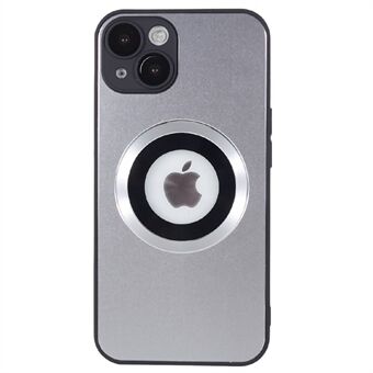 För iPhone 14 Plus AG Matt magnetiskt telefonfodral Logotyp View Aluminium Ring TPU telefonskal