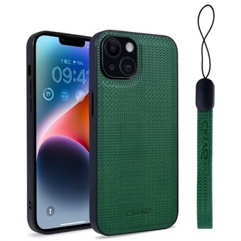 CMAI2 Skyddsfodral för iPhone 14 Plus Textured Imprinted PU+PC+TPU Slim Phone Cover with Strap
