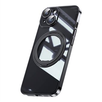 För iPhone 14 Plus TPU+Akryl+Zinklegering Telefonfodral Kickstand Transparent skal Kompatibel med MagSafe