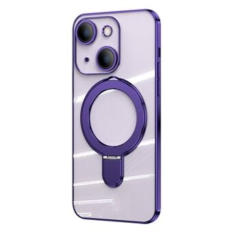 För iPhone 14 Plus Magnetic Invisible Kickstand Telefonfodral TPU+Akryl Klart skal med kameralinsfilm