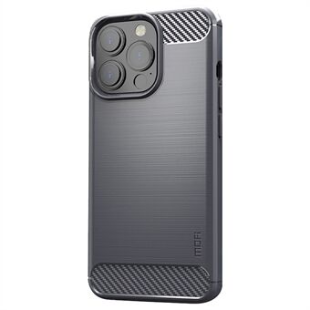 MOFI för iPhone 14 Pro Max  Slim Fit Carbon Fiber Texture Mjuk TPU Baksida Borstad yta Anti-olja telefonfodral