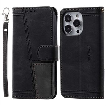 TTUDRCH För iPhone 14 Pro Max  RFID-blockerande hudtouch PU-läderfodral Stand Plånbok Telefonskydd med handrem