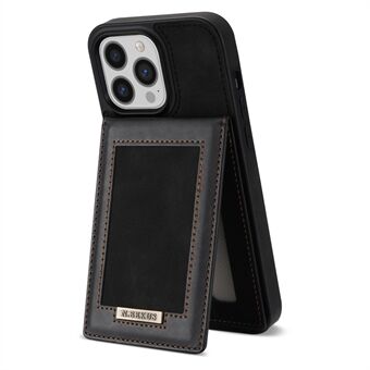 N.BEKUS För iPhone 14 Pro Max  mobiltelefonskal RFID-blockerande vertikal korthållare Kickstand PU-läder+TPU-telefonfodral