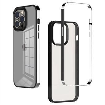 För iPhone 14 Pro Max  3-i-1 galvanisering Skyddsfodral Mjuk TPU-ram Transparent PC-baksida