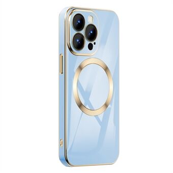 För iPhone 14 Pro Max  telefonfodral Guldkant Edge TPU-skal Stöd för trådlös magnetisk laddning
