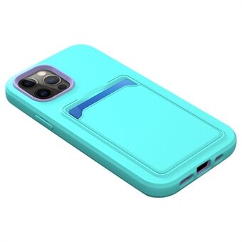 För iPhone 14 Pro Max  Dual Color Korthållare Funktion Baksida Hård PC Ram + Baksida Mjuk TPU mobiltelefonfodral