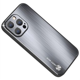 Hårt borstat mobiltelefonfodral för iPhone 14 Pro Max, TPU+aluminiumlegering baktill telefonskalsskal