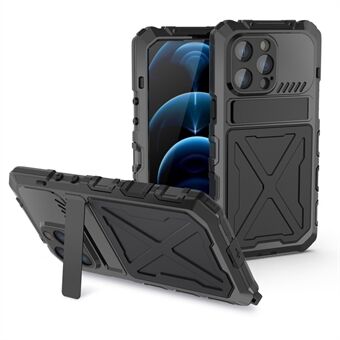 R-JUST Anti-dropp telefonfodral för iPhone 14 Pro Max, silikon + metall Scratch mobiltelefonfodral Kickstand