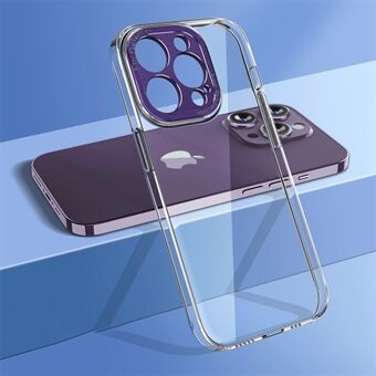 För iPhone 14 Pro Max Stötsäker hård PC-baksida Kameraskyddsram Kristallklart telefonskal