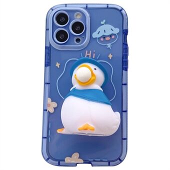 För iPhone 14 Pro Max Noctilucent Luminous 3D Squishy Duck Decor TPU telefonfodral Anti-drop bakstycke