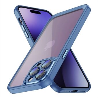 För iPhone 14 Pro Max Klart telefonfodral Hård akrylbaksida + mjukt TPU skyddsfodral med linsskydd