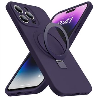 För iPhone 14 Pro Max kompatibel med MagSafe telefonfodral flytande silikonskydd med stöddesign