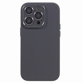 För iPhone 14 Pro Max metall+härdat glas linsskydd telefonfodral flytande silikon+PC Anti-fall skal