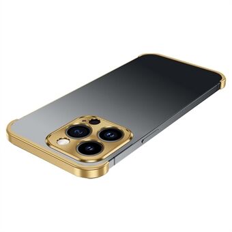 No-Back Bumper Phone Cover för iPhone 14 Pro Max, CD Veins Aluminiumlegering + Glas Lens Guard Telefonfodral