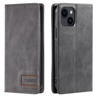 TTUDRCH Style 007 till iPhone 15 RFID-blockerande skydd för mobiltelefon, läderfodral med ståfunktion och plånbok.
