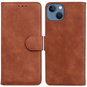 Solid färg PU läder plånboksfodral till iPhone 15, Stöttålig ställfodral
