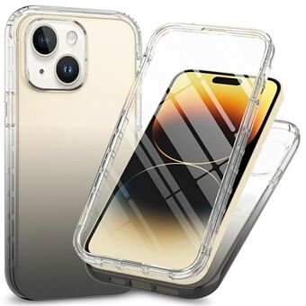 Skyddande fodral för iPhone 15, gradientfärgad PC+TPU-telefonväska med PET-skärmskydd