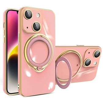 Till iPhone 15 Kickstand Phone Case Mjuk TPU Elektropläterat Skal med Linskydd