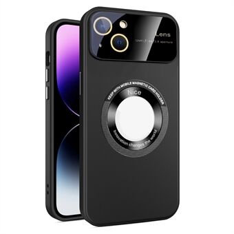 Bakre Logga Förstora PC+TPU Skydd för iPhone 15 Anti-Fall Mobilskal med Glaslinsfilm Kompatibel med MagSafe